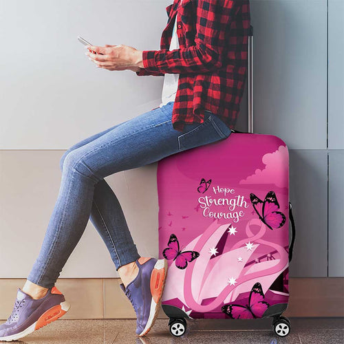 Australia Breast Cancer Awareness Luggage Cover Sydney Opera House Butterfly Pink Ribbon - Aussie Hoodie
