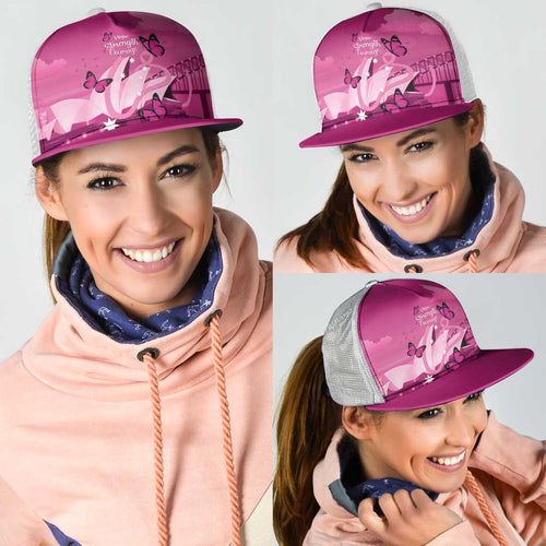 Australia Breast Cancer Awareness Mesh Trucker Cap Sydney Opera House Butterfly Pink Ribbon - Aussie Hoodie
