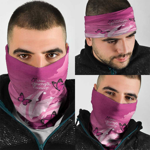 Australia Breast Cancer Awareness Neck Gaiter Sydney Opera House Butterfly Pink Ribbon - Aussie Hoodie