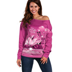 Personalised Australia Breast Cancer Awareness Off Shoulder Sweater Sydney Opera House Butterfly Pink Ribbon - Aussie Hoodie