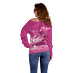 Personalised Australia Breast Cancer Awareness Off Shoulder Sweater Sydney Opera House Butterfly Pink Ribbon - Aussie Hoodie