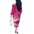 Personalised Australia Breast Cancer Awareness Off The Shoulder Long Sleeve Dress Sydney Opera House Butterfly Pink Ribbon - Aussie Hoodie