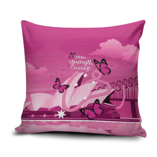 Australia Breast Cancer Awareness Pillow Cover Sydney Opera House Butterfly Pink Ribbon - Aussie Hoodie