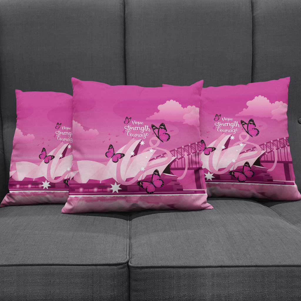 Australia Breast Cancer Awareness Pillow Cover Sydney Opera House Butterfly Pink Ribbon - Aussie Hoodie