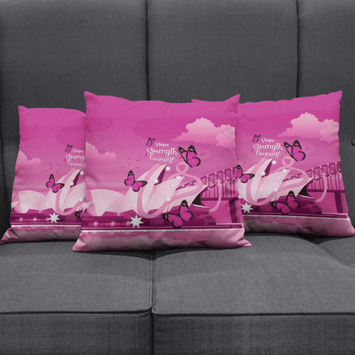 Australia Breast Cancer Awareness Pillow Cover Sydney Opera House Butterfly Pink Ribbon - Aussie Hoodie