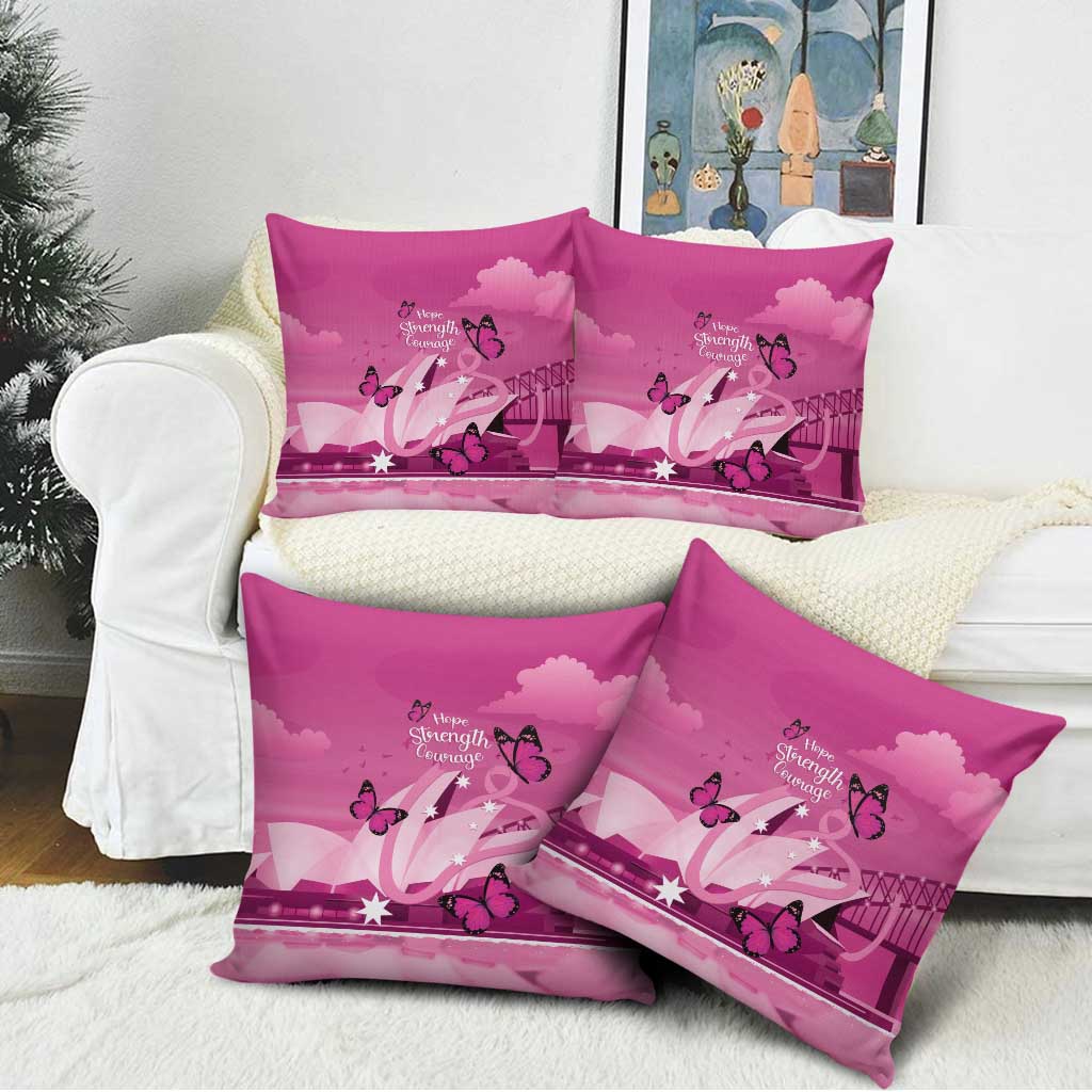 Australia Breast Cancer Awareness Pillow Cover Sydney Opera House Butterfly Pink Ribbon - Aussie Hoodie
