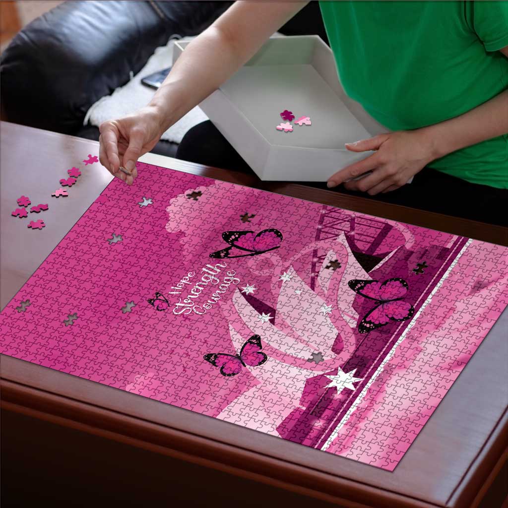 Australia Breast Cancer Awareness Puzzle Sydney Opera House Butterfly Pink Ribbon - Aussie Hoodie