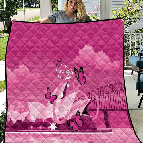 Australia Breast Cancer Awareness Quilt Sydney Opera House Butterfly Pink Ribbon - Aussie Hoodie