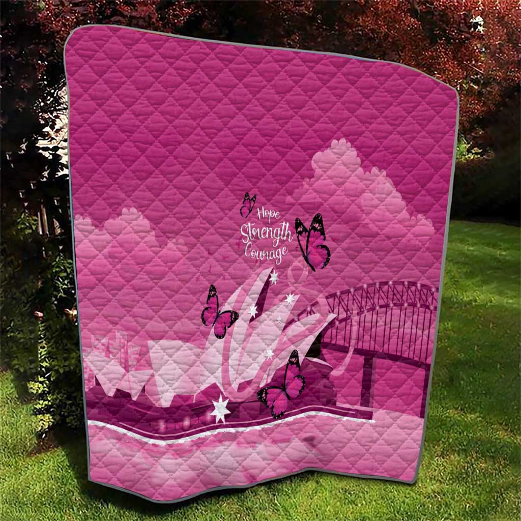Australia Breast Cancer Awareness Quilt Sydney Opera House Butterfly Pink Ribbon - Aussie Hoodie