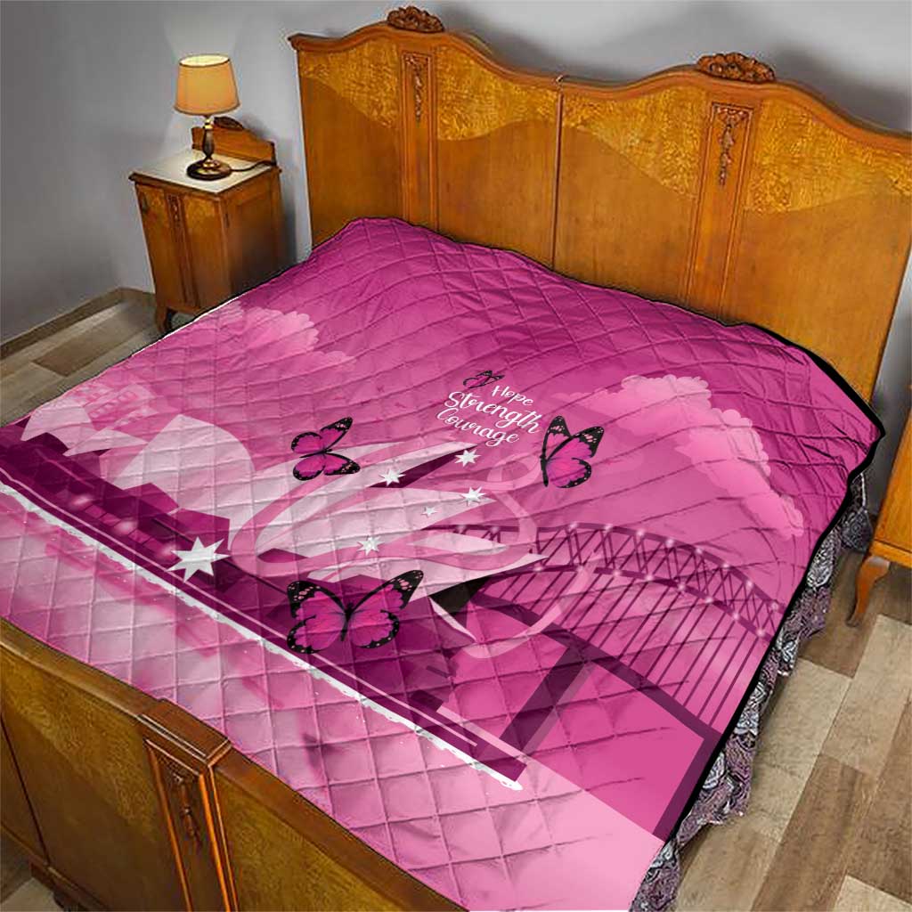 Australia Breast Cancer Awareness Quilt Sydney Opera House Butterfly Pink Ribbon - Aussie Hoodie