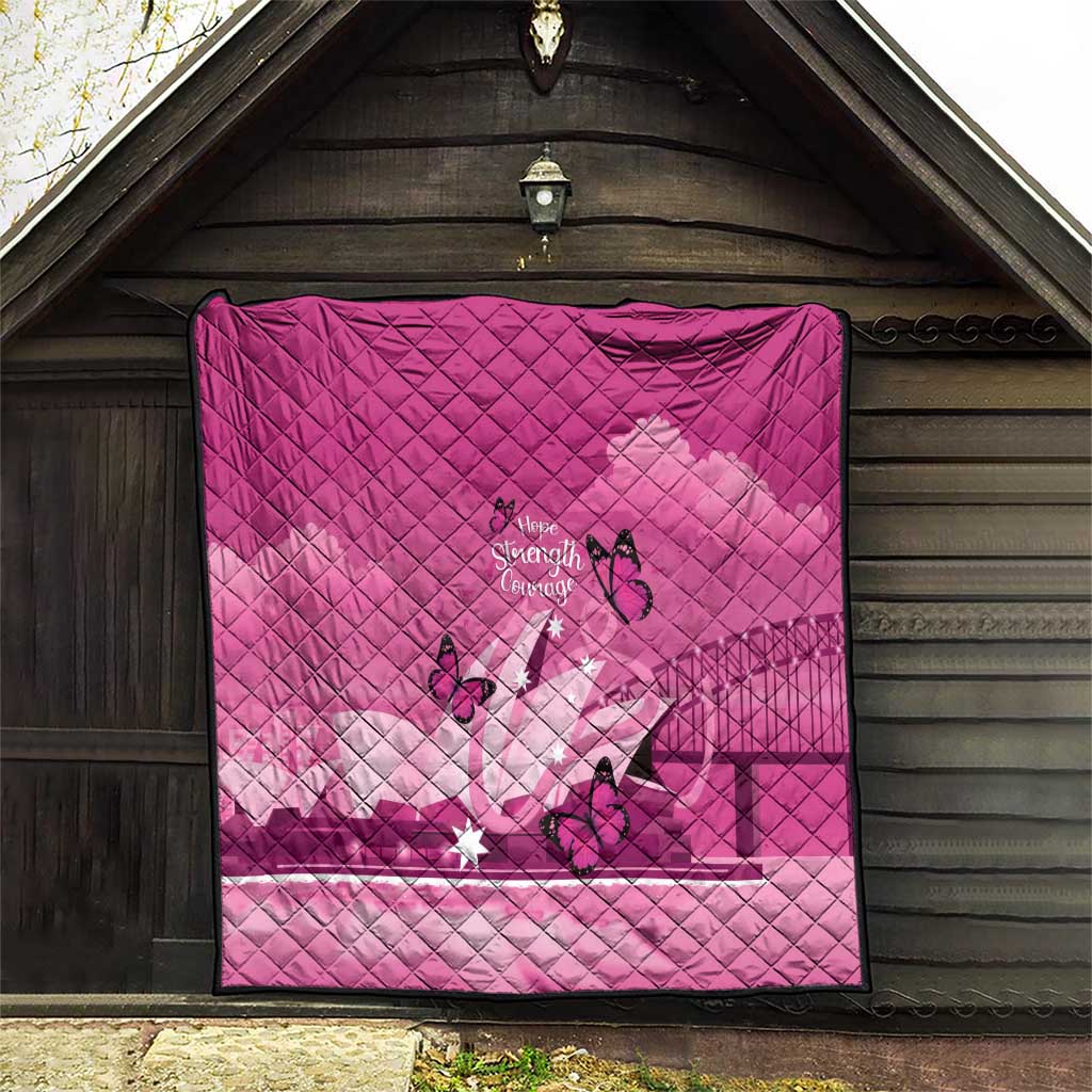 Australia Breast Cancer Awareness Quilt Sydney Opera House Butterfly Pink Ribbon - Aussie Hoodie