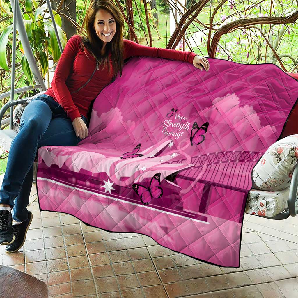 Australia Breast Cancer Awareness Quilt Sydney Opera House Butterfly Pink Ribbon - Aussie Hoodie