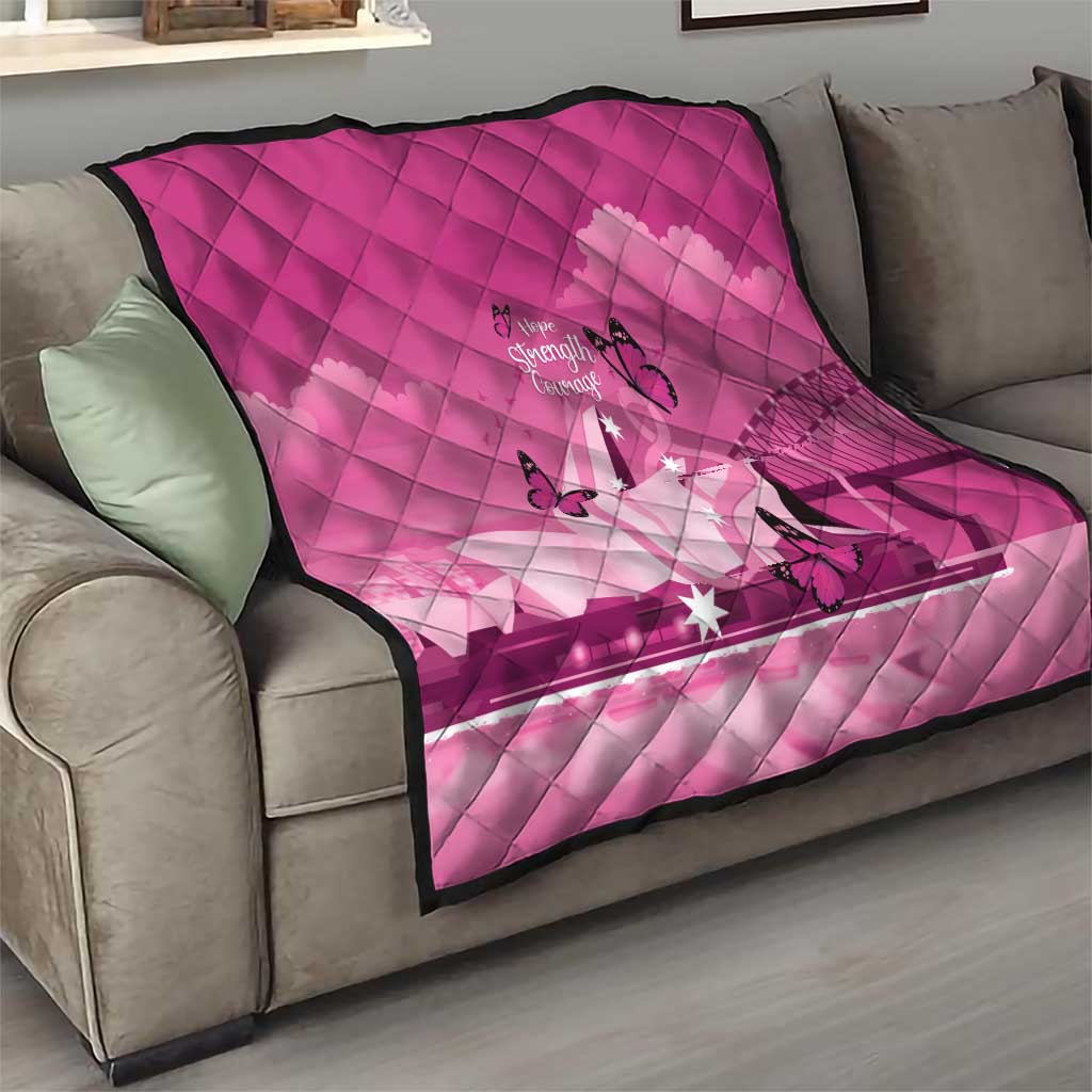 Australia Breast Cancer Awareness Quilt Sydney Opera House Butterfly Pink Ribbon - Aussie Hoodie