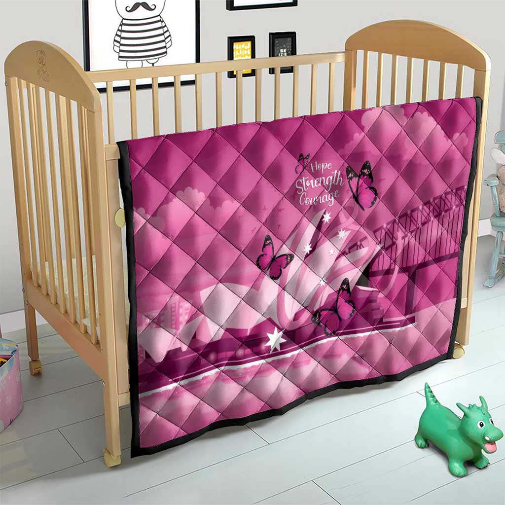 Australia Breast Cancer Awareness Quilt Sydney Opera House Butterfly Pink Ribbon - Aussie Hoodie