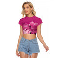 Personalised Australia Breast Cancer Awareness Raglan Cropped T Shirt Sydney Opera House Butterfly Pink Ribbon - Aussie Hoodie