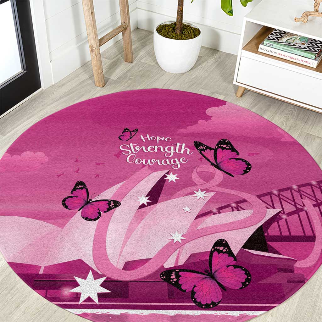 Australia Breast Cancer Awareness Round Carpet Sydney Opera House Butterfly Pink Ribbon - Aussie Hoodie