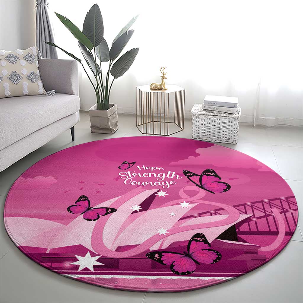 Australia Breast Cancer Awareness Round Carpet Sydney Opera House Butterfly Pink Ribbon - Aussie Hoodie
