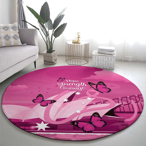 Australia Breast Cancer Awareness Round Carpet Sydney Opera House Butterfly Pink Ribbon - Aussie Hoodie