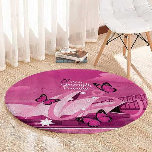 Australia Breast Cancer Awareness Round Carpet Sydney Opera House Butterfly Pink Ribbon - Aussie Hoodie