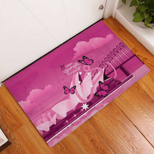 Australia Breast Cancer Awareness Rubber Doormat Sydney Opera House Butterfly Pink Ribbon - Aussie Hoodie