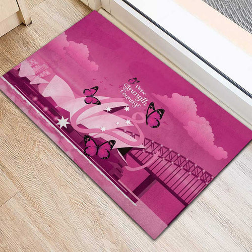 Australia Breast Cancer Awareness Rubber Doormat Sydney Opera House Butterfly Pink Ribbon - Aussie Hoodie