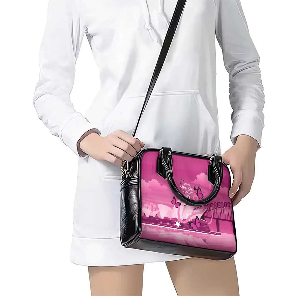 Australia Breast Cancer Awareness Shoulder Handbag Sydney Opera House Butterfly Pink Ribbon - Aussie Hoodie