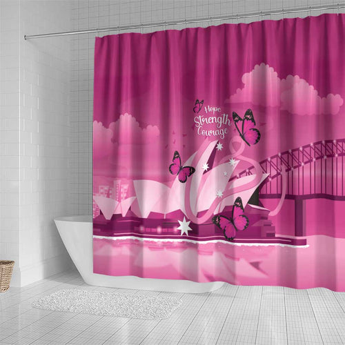 Australia Breast Cancer Awareness Shower Curtain Sydney Opera House Butterfly Pink Ribbon - Aussie Hoodie