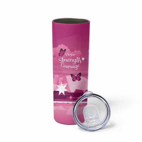 Australia Breast Cancer Awareness Skinny Tumbler Sydney Opera House Butterfly Pink Ribbon - Aussie Hoodie