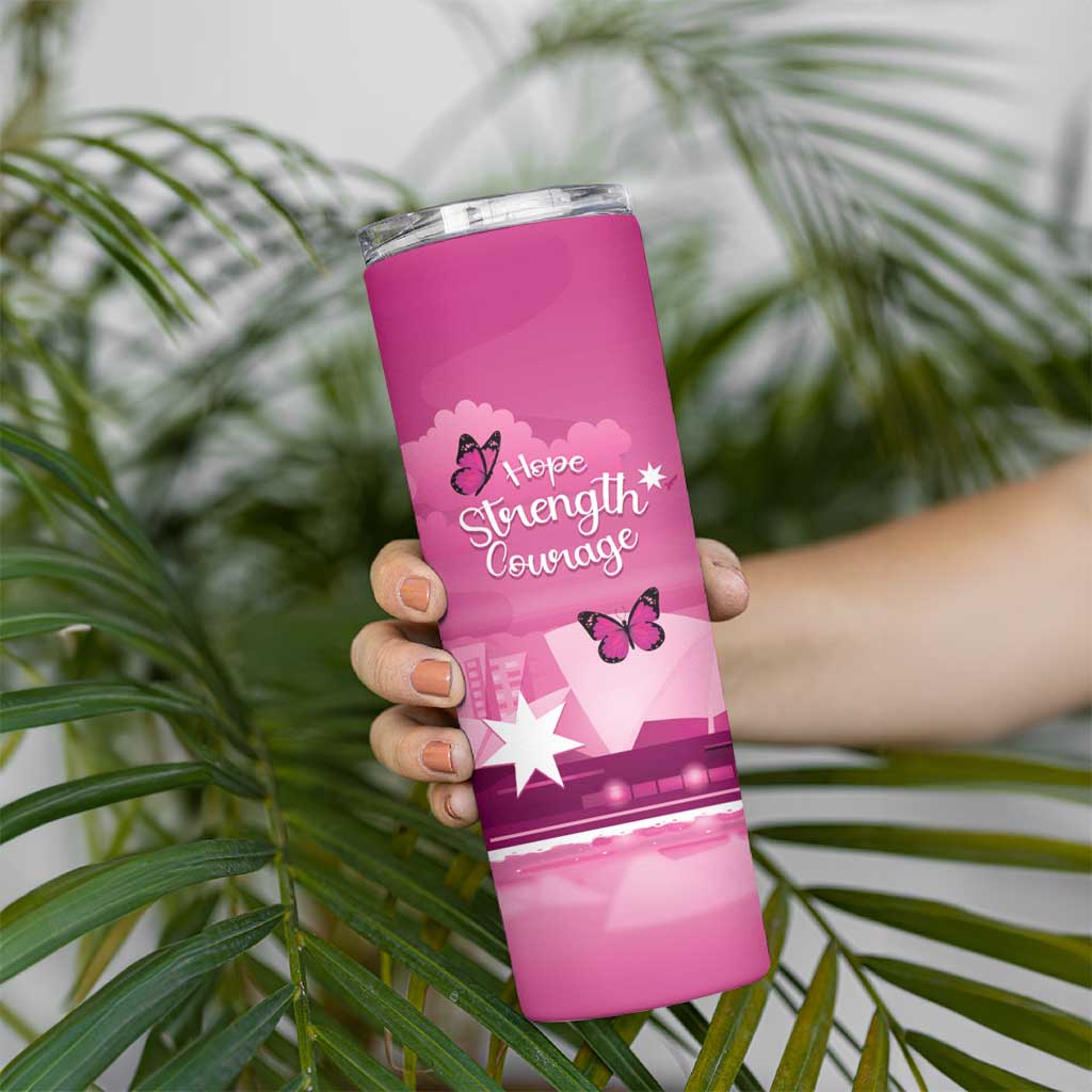 Australia Breast Cancer Awareness Skinny Tumbler Sydney Opera House Butterfly Pink Ribbon - Aussie Hoodie