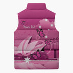 Personalised Australia Breast Cancer Awareness Sleeveless Puffer Jacket Sydney Opera House Butterfly Pink Ribbon - Aussie Hoodie