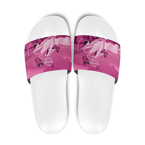 Australia Breast Cancer Awareness Slide Sandals Sydney Opera House Butterfly Pink Ribbon - Aussie Hoodie