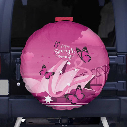 Australia Breast Cancer Awareness Spare Tire Cover Sydney Opera House Butterfly Pink Ribbon - Aussie Hoodie