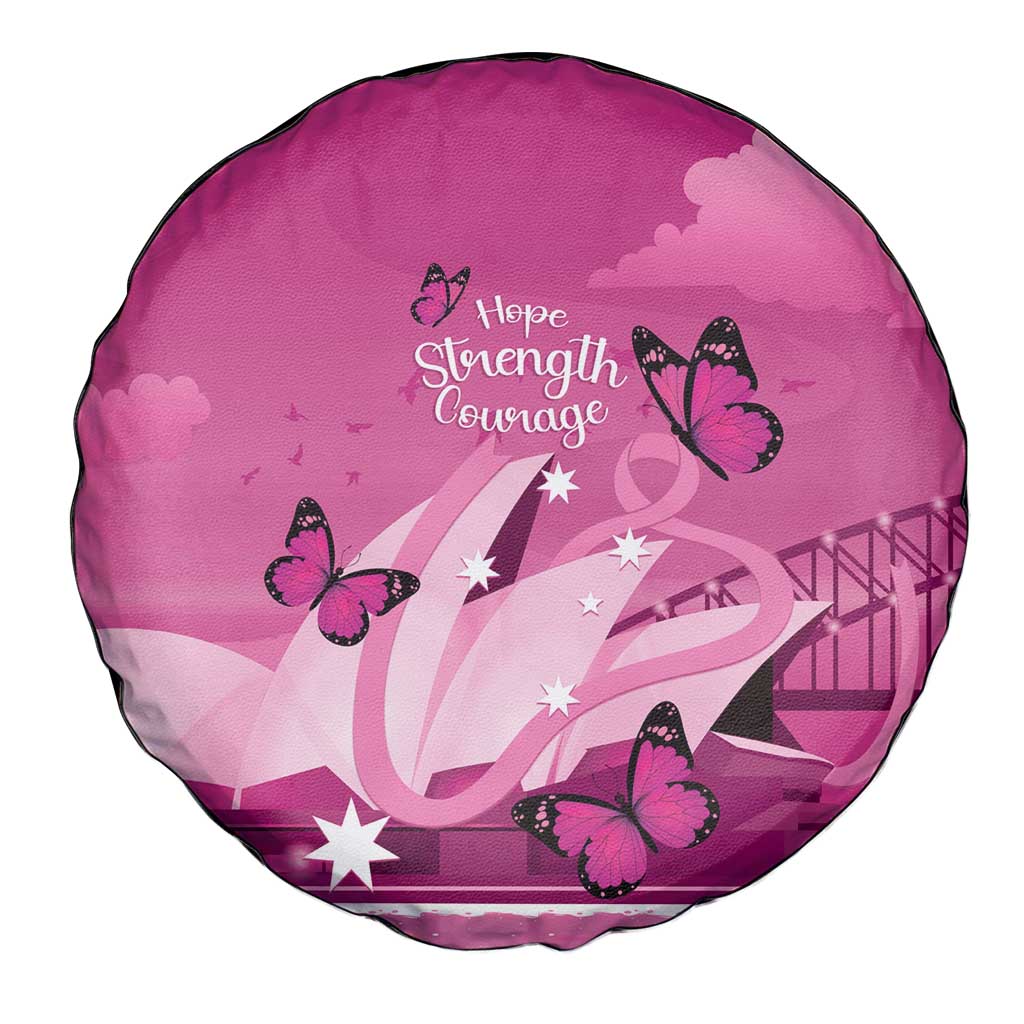 Australia Breast Cancer Awareness Spare Tire Cover Sydney Opera House Butterfly Pink Ribbon - Aussie Hoodie