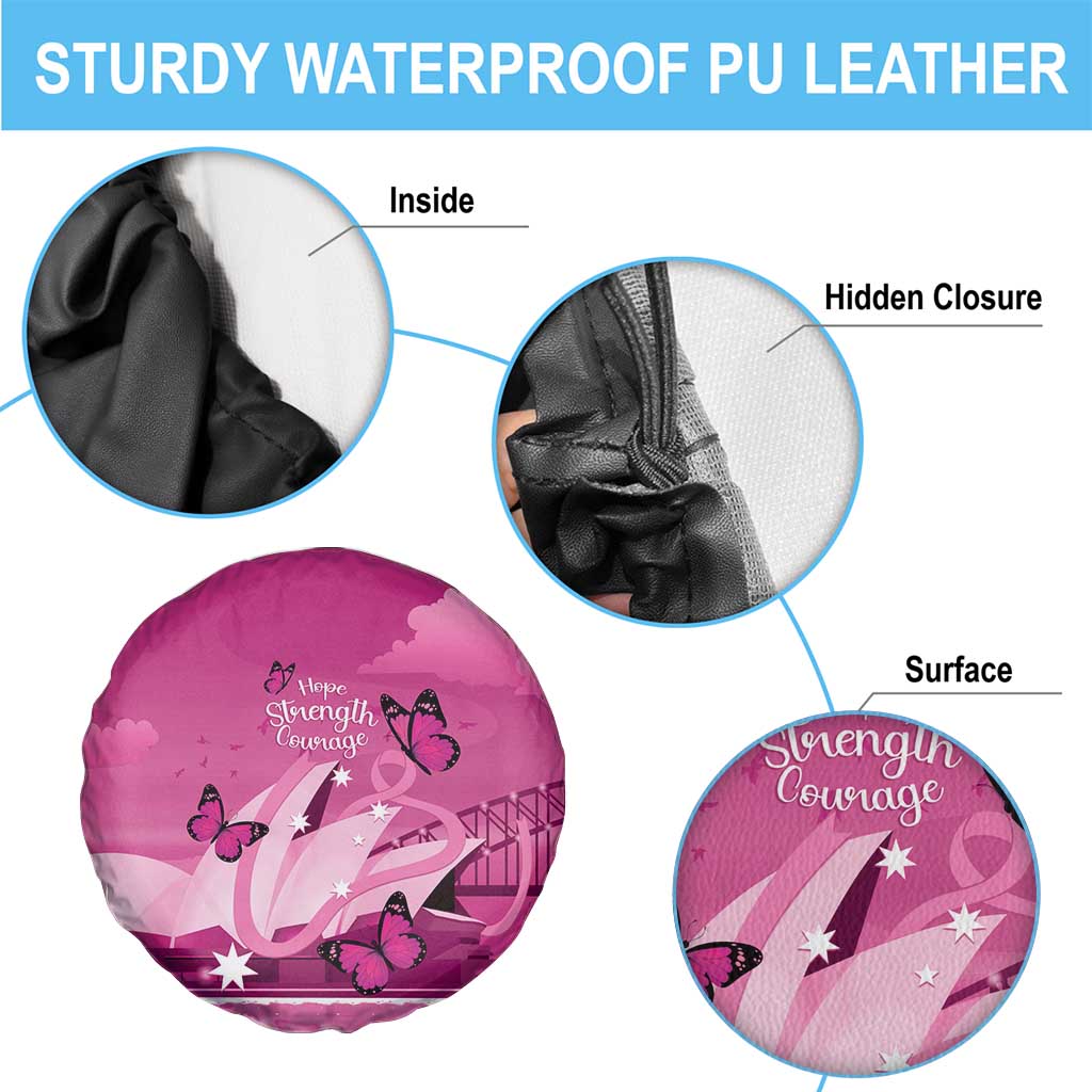 Australia Breast Cancer Awareness Spare Tire Cover Sydney Opera House Butterfly Pink Ribbon - Aussie Hoodie