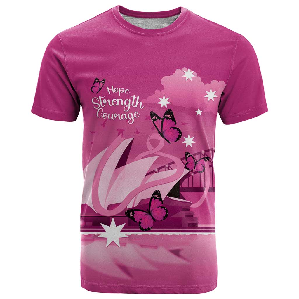 Personalised Australia Breast Cancer Awareness T Shirt Sydney Opera House Butterfly Pink Ribbon - Aussie Hoodie