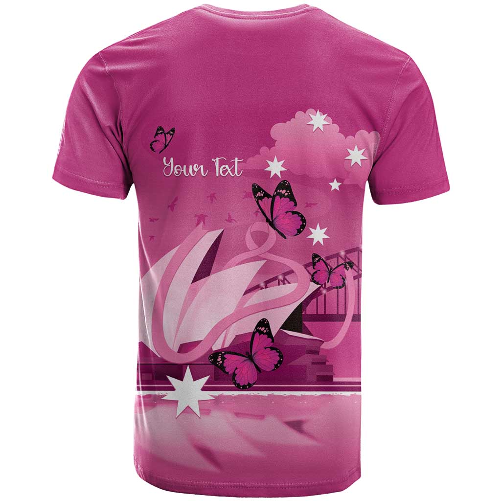 Personalised Australia Breast Cancer Awareness T Shirt Sydney Opera House Butterfly Pink Ribbon - Aussie Hoodie