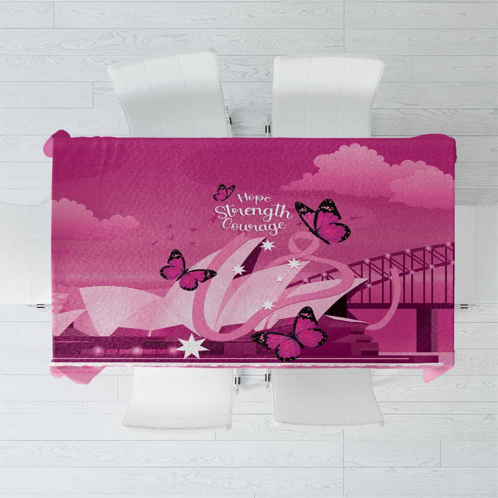 Australia Breast Cancer Awareness Tablecloth Sydney Opera House Butterfly Pink Ribbon - Aussie Hoodie