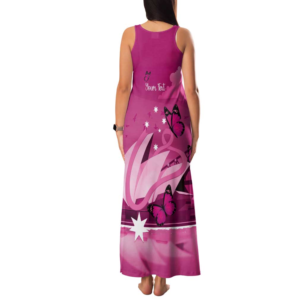 Personalised Australia Breast Cancer Awareness Tank Maxi Dress Sydney Opera House Butterfly Pink Ribbon - Aussie Hoodie