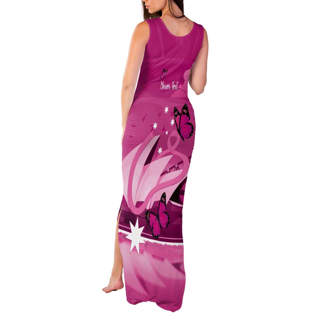 Personalised Australia Breast Cancer Awareness Tank Maxi Dress Sydney Opera House Butterfly Pink Ribbon - Aussie Hoodie