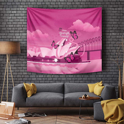 Australia Breast Cancer Awareness Tapestry Sydney Opera House Butterfly Pink Ribbon - Aussie Hoodie