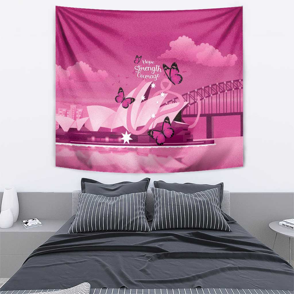 Australia Breast Cancer Awareness Tapestry Sydney Opera House Butterfly Pink Ribbon - Aussie Hoodie