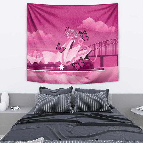 Australia Breast Cancer Awareness Tapestry Sydney Opera House Butterfly Pink Ribbon - Aussie Hoodie