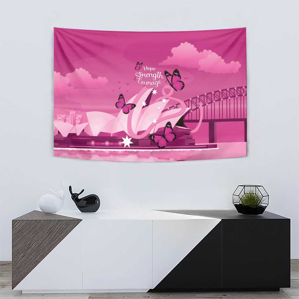 Australia Breast Cancer Awareness Tapestry Sydney Opera House Butterfly Pink Ribbon - Aussie Hoodie
