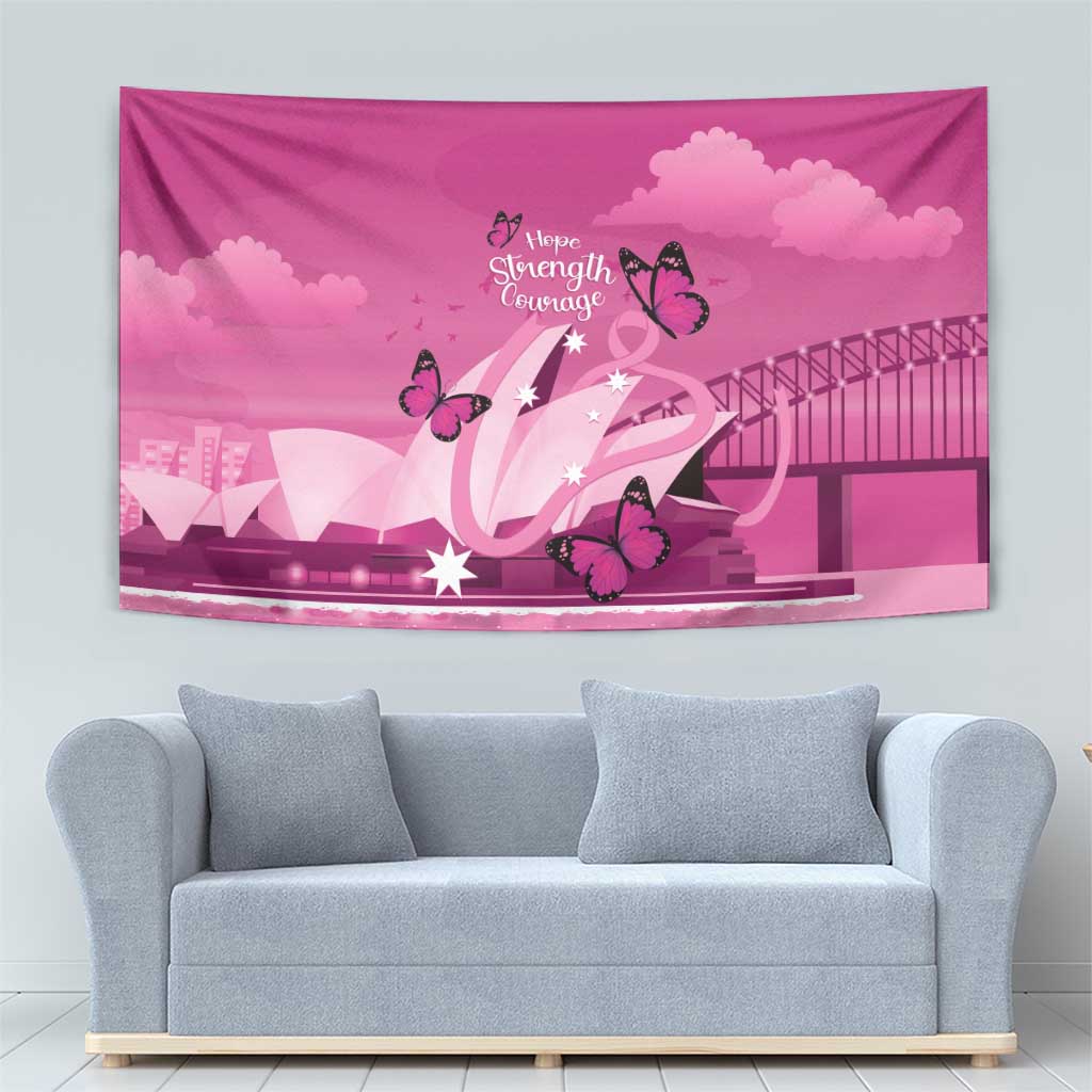 Australia Breast Cancer Awareness Tapestry Sydney Opera House Butterfly Pink Ribbon - Aussie Hoodie