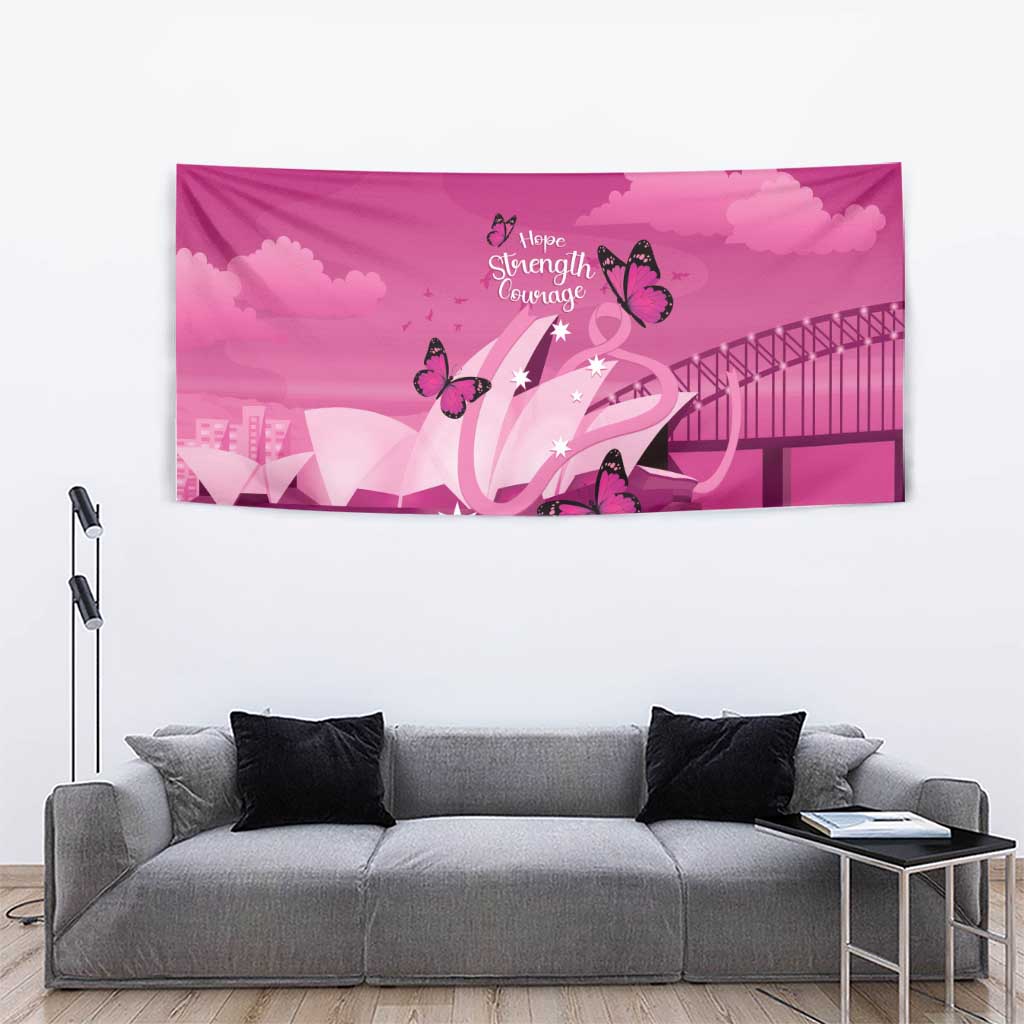 Australia Breast Cancer Awareness Tapestry Sydney Opera House Butterfly Pink Ribbon - Aussie Hoodie