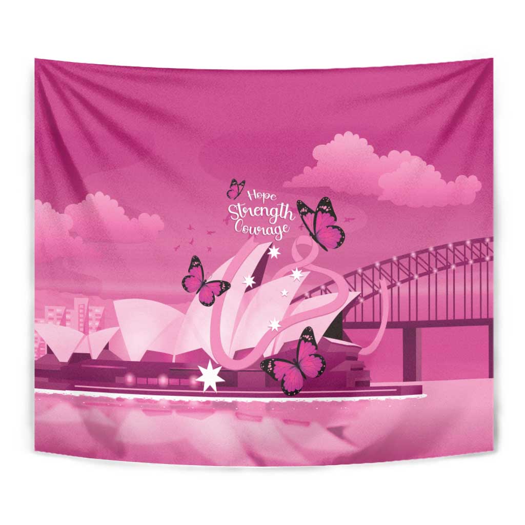 Australia Breast Cancer Awareness Tapestry Sydney Opera House Butterfly Pink Ribbon - Aussie Hoodie