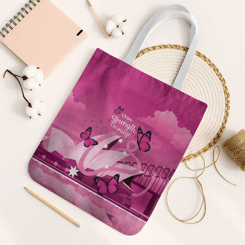 Australia Breast Cancer Awareness Tote Bag Sydney Opera House Butterfly Pink Ribbon - Aussie Hoodie