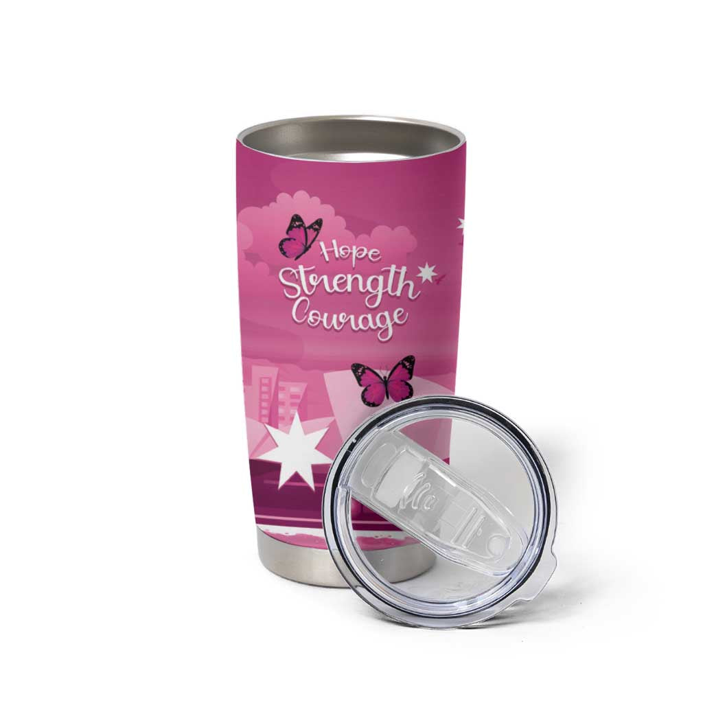 Australia Breast Cancer Awareness Tumbler Cup Sydney Opera House Butterfly Pink Ribbon - Aussie Hoodie