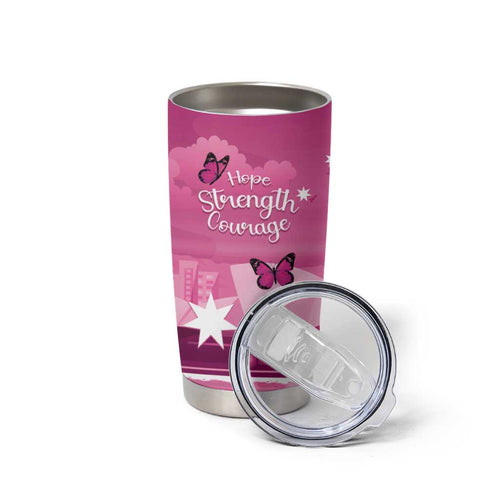 Australia Breast Cancer Awareness Tumbler Cup Sydney Opera House Butterfly Pink Ribbon - Aussie Hoodie