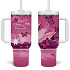 Australia Breast Cancer Awareness Tumbler With Handle Sydney Opera House Butterfly Pink Ribbon - Aussie Hoodie